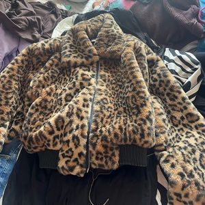 Leopard Print bomber cropped jacket